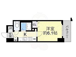プレサンス梅田北パワーゲート 1Kの間取図画像