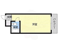 朝日プラザ梅田東2 ワンルームの間取図画像
