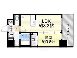 エスリードレジデンス梅田グランゲート 1LDKの間取図画像