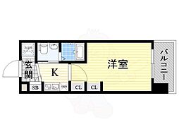 エステムプラザ梅田中崎町3ツインマークスノースレジデンス 1Kの間取図画像