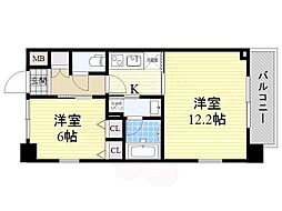 S-RESIDENCE淀屋橋 1LDKの間取図画像