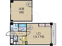 ブラーヴォ扇町 1LDKの間取図画像