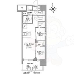 コンフォリア・リヴ北浜淡路町 2LDKの間取図画像
