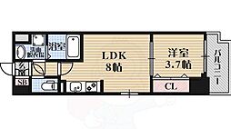 プロシード大阪EASTアクア・ラ・フォンテ 1LDKの間取図画像