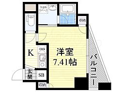 WINBELL同心一丁目 1Kの間取図画像