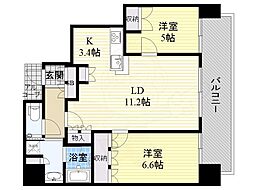 ザ・パークハウス中之島タワー 2LDKの間取図画像