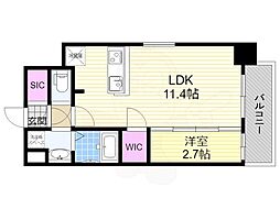アプリーレ中之島 1LDKの間取図画像