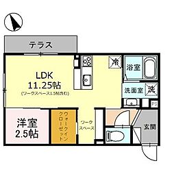 ＹＥＬＬ（エール） 1階1LDKの間取り
