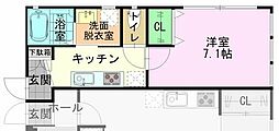 スノードロップ 2階1Kの間取り