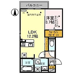 サントル駅西 1階1LDKの間取り