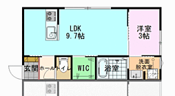セシボン62 1階1LDKの間取り