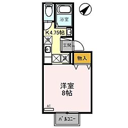 コムサデセジュールII 1階1Kの間取り