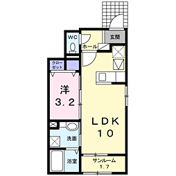 レジデンスアンジュＡ 1階1LDKの間取り