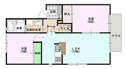 ディアスＫ 1階2LDKの間取り