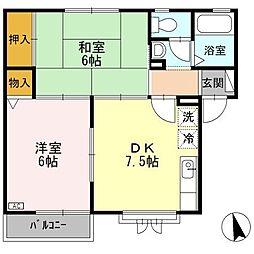 セジュールカリーテ 2DKの間取図画像