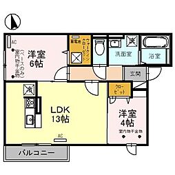 プラテリーアM 2LDKの間取図画像