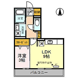 アドバンスS 1LDKの間取図画像