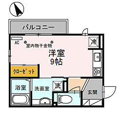 アールプレジールJ ワンルームの間取図画像