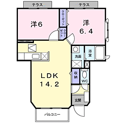 アクアリオ 2LDKの間取図画像