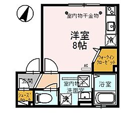 N・D-room3 ワンルームの間取図画像