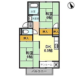 セジュール・ヒルズ 2DKの間取図画像