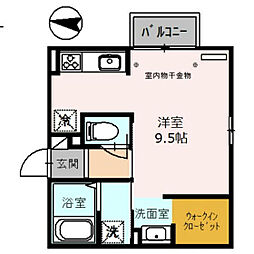 フルーリィア ワンルームの間取図画像