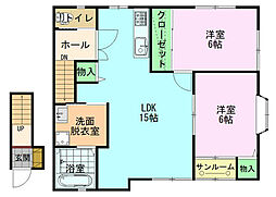 ラ・フランス18番街 2LDKの間取図画像