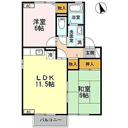 セジュールエスポワール1 2LDKの間取図画像