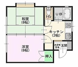 ブルースカイコーポ2号棟 2Kの間取図画像
