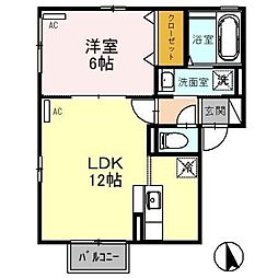 D・クローバー 1LDKの間取図画像