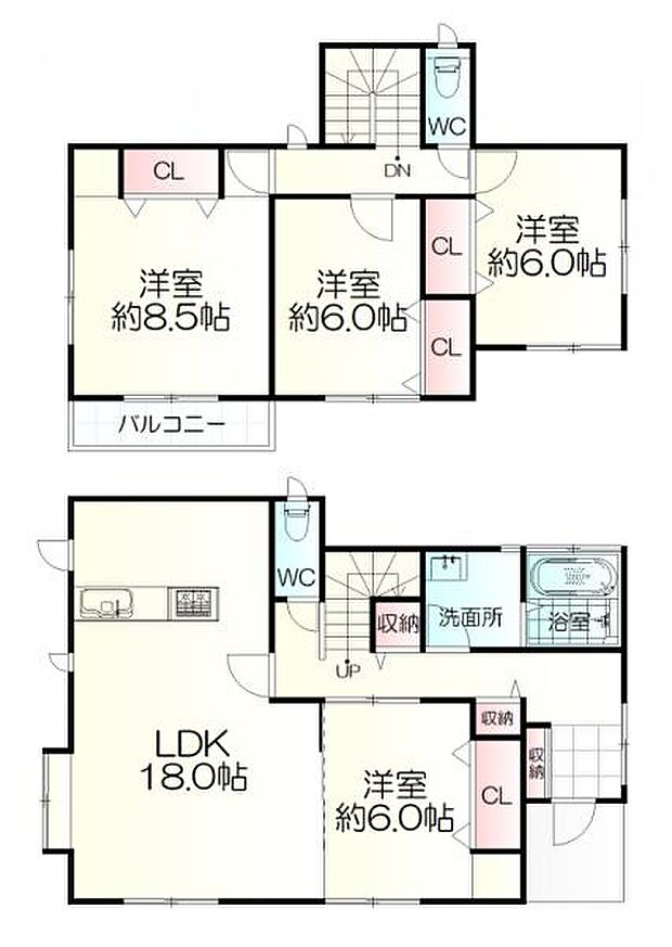 北中山4丁目(4LDK)の間取り