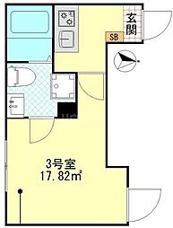 パーチェ堀切 2階1Kの間取り