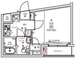 VERXEEDαAYASE 1階1Kの間取り