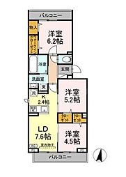 メゾン　シャルム 2階3LDKの間取り