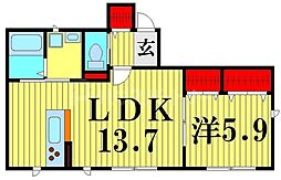 ルミエール光I 1階1LDKの間取り