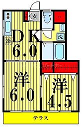 クレールハイツ 1階2DKの間取り