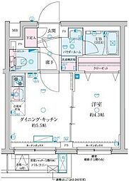 GENOVIA京成立石V 4階1DKの間取り
