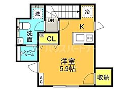 リブ・フォース 2階ワンルームの間取り