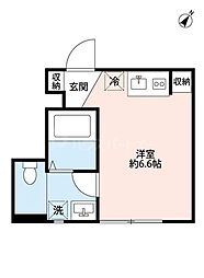 ハナテラス竹ノ塚 1階ワンルームの間取り