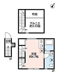 ハナテラス竹ノ塚 2階ワンルームの間取り