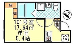CK四ツ木 1階1Kの間取り