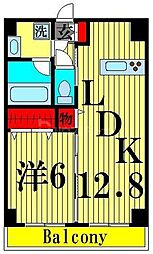 コンフォート六町 2階1LDKの間取り