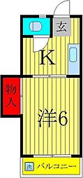 北浦ビル 3階1Kの間取り