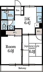 ヴァンベールＦ 1階2DKの間取り