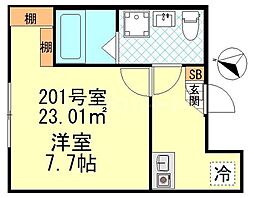 CK四ツ木 2階1Kの間取り