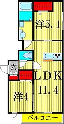 グラナーデ金町 2階2LDKの間取り