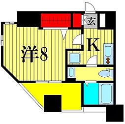 東京メトロ千代田線 綾瀬駅 徒歩7分の賃貸マンション 8階1Kの間取り