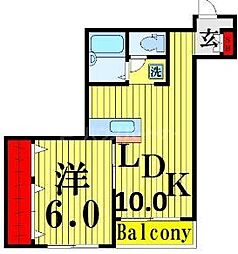 アイビーハイツ 1階1LDKの間取り