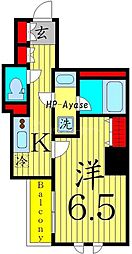 グランカーサ綾瀬 2階1Kの間取り