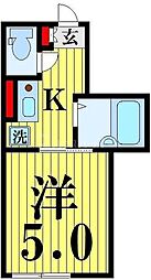 レクラン五反野 3階1Kの間取り